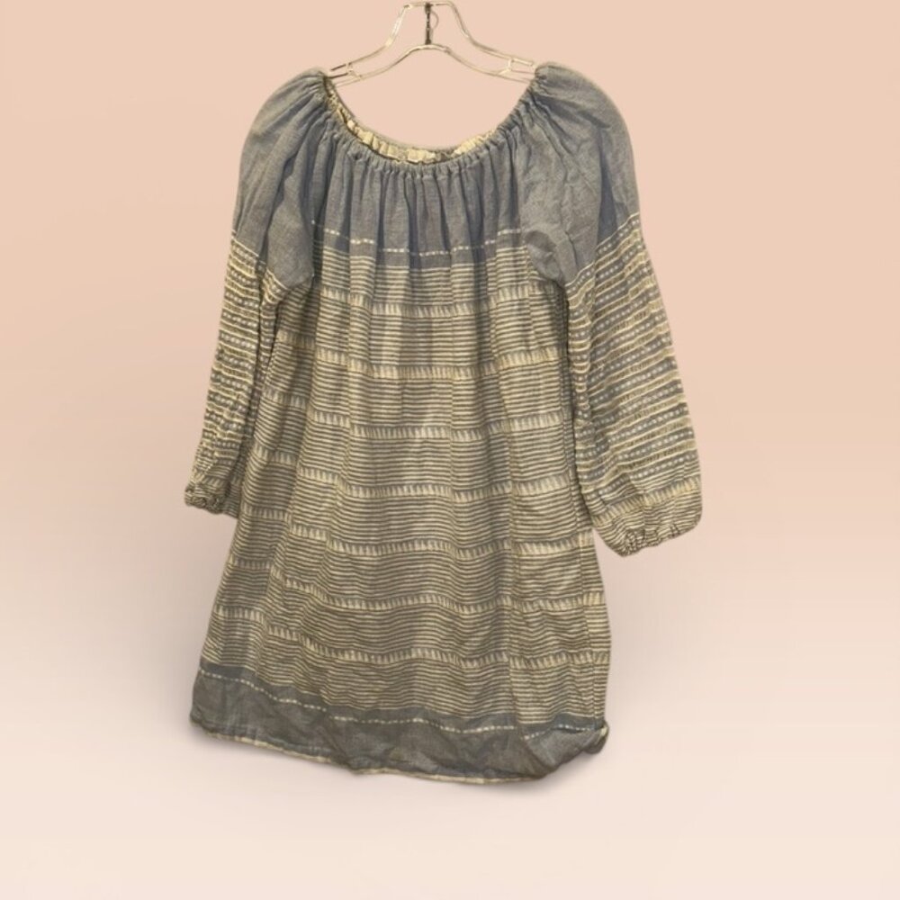 lem lem chambray blue striped cotton tunic top M